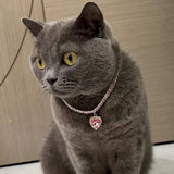 Lunar Wave Charm - Cat Crystal Rhinestone Diamante Collar Necklace for Kitten