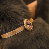 Moonlit Waves - Regal Gold & Gemstone Cat Collar