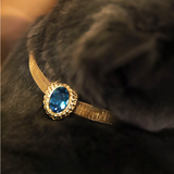 Moonlit Waves - Regal Gold & Gemstone Cat Collar