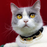 Oriental Jewelry - Velvet Jade Pearl Cat Necklace