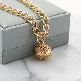 Golden Hollow Pendant Bell Cat Necklace Retro Classic Collar Jewelry