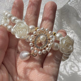 Ocean's Serenity - Cat Pearl Necklace Jewelry Collar Flower Design