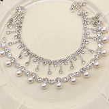 Dance of the Waves - Diamond Pearl Collar Cat Necklace Cute