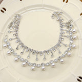 Dance of the Waves - Diamond Pearl Collar Cat Necklace Cute