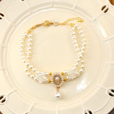 Ocean's Serenity - Cat Pearl Necklace Jewelry Collar Flower Design