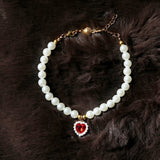 Luxury Pearl Cat Collar Crystal Necklace