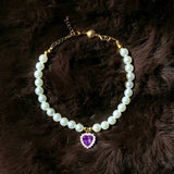 Luxury Pearl Cat Collar Crystal Necklace