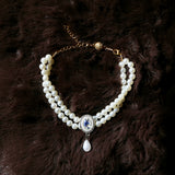 Seabreeze Jewel - Cat Pearl Collar Necklace Jewelry Diamond Pendant Fashion Luxury