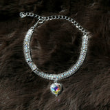 Lunar Wave Charm - Cat Crystal Rhinestone Diamante Collar Necklace for Kitten